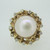 14k Yellow Gold Pearl and Approx 3.0ct TW Round Brilliant Cut Diamond Earring Ring Set Size 5 1/4