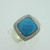 Sterling Silver Carolyn Pollack Turquoise Square Checkerboard Cut Textured Ring Size 9