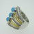 Sterling Silver Two Tone Turquoise KHR Ring Size 6
