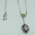Vintage 10k White Gold Filigree Yellow Gold Accent Necklace Pendant with Purple Stone