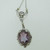 Vintage 10k White Gold Filigree Yellow Gold Accent Necklace Pendant with Purple Stone