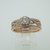 14k Rose Gold .34ct Round Brilliant Cut Diamond Ring Twist Band and Halo Accent with Bands Ring Size 7 
