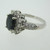 14k White Gold Sapphire Ring with Diamond Halo Accents Size 7