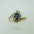 14k Yellow Gold Pear Shaped Sapphire Ring with Approx .25ct TW Diamond Accents Size 6 1/2