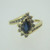 14k Yellow Gold Pear Shaped Sapphire Ring with Approx .25ct TW Diamond Accents Size 6 1/2