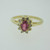 14k Yellow Gold Ruby Ring with Diamond Halo Accents Size 5 3/4