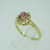 14k Yellow Gold Ruby Ring with Diamond Halo Accents Size 5 3/4
