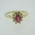 14k Yellow Gold Ruby Ring with Diamond Halo Accents Size 5 3/4