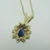 14K Yellow Gold Two Tone Blue Sapphire Necklace with Diamond Accents 