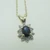 14K Yellow Gold Two Tone Blue Sapphire Necklace with Diamond Accents 