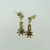 14k Gold Garnet Star Burst Dangle Earrings