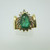 14k Yellow Gold Approx 1.0ct Pear Shape Emerald Ring with Diamond Halo Size 6