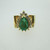 14k Yellow Gold Approx 1.0ct Pear Shape Emerald Ring with Diamond Halo Size 6