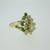 14k Yellow Gold Diamond Cluster Ring with Emerald Accents Size 5