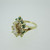 14k Yellow Gold Diamond Cluster Ring with Emerald Accents Size 5