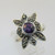 Sterling Silver Amethyst Round Cut Marcasite Ring Size 7.75