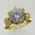 Sterling Silver Gold Plated Large CZ Ring Size 6