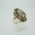 Vintage 10k Yellow Gold Abalone Fashion Ring with Filigree Accents Size 3