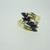 10k Yellow Gold Marquise Cut Sapphires with Diamond Accents Size 7 1/4
