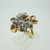 14k Yellow Gold Ruby and Diamond Cluster Ring Size 4 1/2