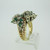 14k Yellow Gold Emerald and Diamond Cluster Ring Size 6 1/2