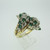 14k Yellow Gold Emerald and Diamond Cluster Ring Size 6 1/2