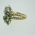 14k Yellow Gold Emerald and Diamond Cluster Ring Size 6 1/2