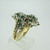 14k Yellow Gold Emerald and Diamond Cluster Ring Size 6 1/2