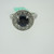 14k White Gold 1.30ct Sapphire Ring with Diamond Halo Accents Ring Size 6 3/4