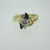 14k Yellow Gold Approx .25ct TW Round Brilliant Cut Diamond Wedding Ring with Sapphire Accents and Band Ring Size 7 1/4