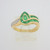 18k Yellow Gold Emerald Teardrop & Baguettes with Diamond Accents Ring Size 6.5