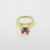 14k Yellow Gold Created Pink Tourmaline October Birthstone Ring Charm