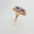 Antique 14k Rose Gold Emerald Cut Created Alexandrite Fashion Ring Size 3.25