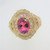 14k Yellow Gold Oval Pink Tourmaline & Diamond Accents Fashion Ring Size 9 3/4