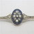 14k White Gold Antique Ladies Lapis Seed Pearl & Mine Cut Diamond Brooch Pin