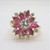 14k Yellow Gold Approx .40ct TW Diamond & Marquise Cut Rubies Fashion Ring Sz 6