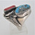 Sterling Silver Navajo Matrix Turquoise and Coral Ring Size 11.5