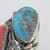 Sterling Silver Navajo Matrix Turquoise and Coral Ring Size 11.5
