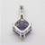 14k White Gold EMA Signed Checkerboard Cut Amethyst with Diamond Accents Pendant