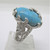 Sterling Silver Faux Turquoise Diamond Starfish Design Ring Size 7