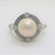14k White Gold Natural Pearl with 4 Diamond Accents Filigree Fashion Ring Sz 3.5