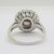 14k White Gold Pearl with 17 Approx .03ct Diamond Halo Fashion Ring Size 7 3/4