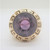18k Y Gold Large Synthetic Alexandrite with Greek Key Pattern Halo Ring Sz 7.25