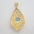 Vintage Art Deco 10k Yellow Gold Blue Zircon Filigree Pendant