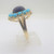 10k Y Gold FP Checkerboard Cut Domed Amethyst Turquoise Halo Cocktail Ring Sz 11