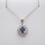 14k White Gold Oval Sapphire & Diamonds Pendant on 19" Speidel Necklace Chain