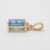 14k Yellow Gold Emerald Cut Blue Topaz Pendant & Earrings Matched Set