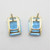 14k Yellow Gold Emerald Cut Blue Topaz Pendant & Earrings Matched Set
