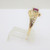 14k Yellow Gold EV Signed Oval Ruby with 2 Diamond Accents Fashion Ring Size 8