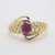 14k Yellow Gold EV Signed Oval Ruby with 2 Diamond Accents Fashion Ring Size 8